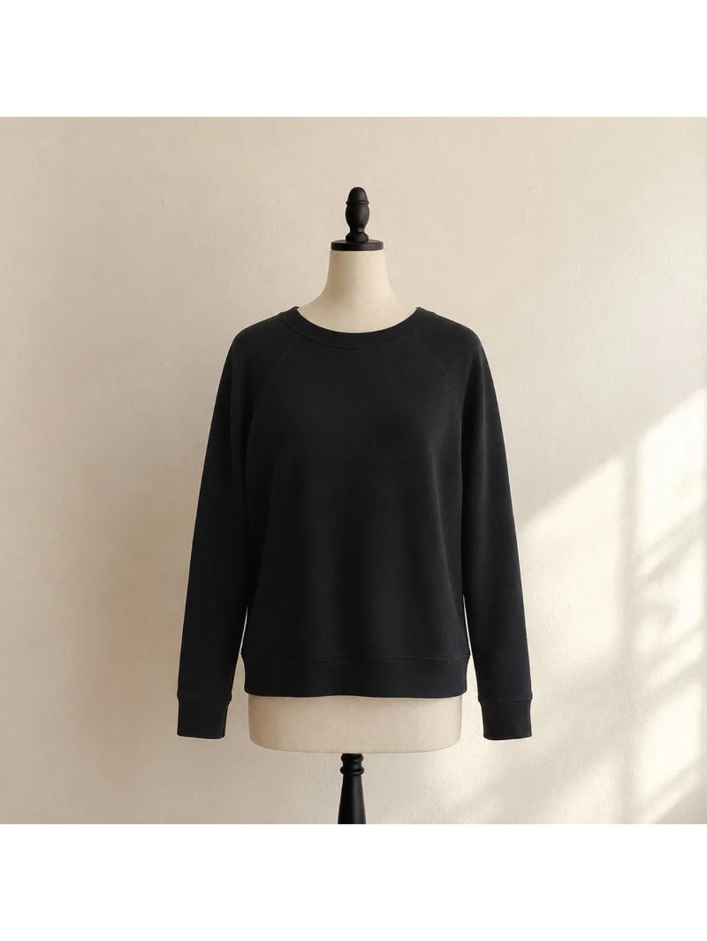 Lou & Grey Black 100% Cotton Crewneck Sweatshirt Raglan Size S